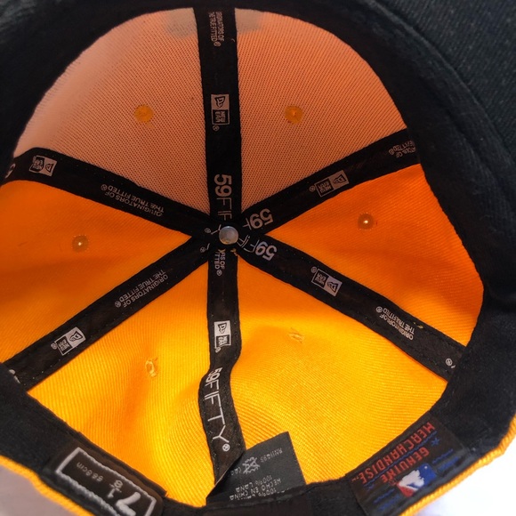 Pittsburgh Pirates New Era 59FIFTY Fitted Hat - Gold Black 7 1/8 MLB Wool - Picture 7 of 15